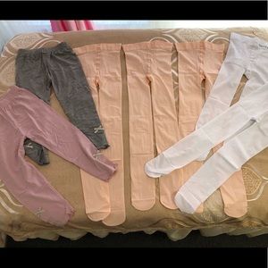 bundle of 7 children bottoms pants girl pantyhose leggings pink white